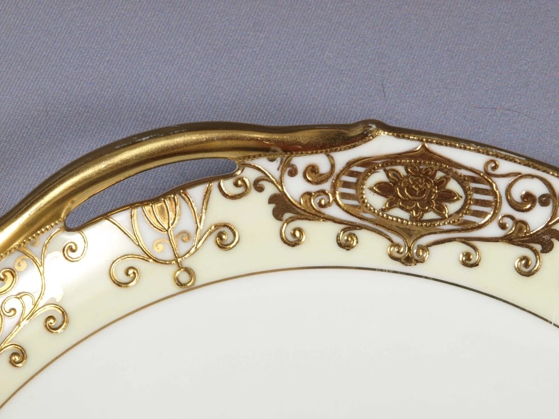 NORITAKE 175 Christmas Ball CAKE Snack Tray Platter ANTIQUE 1930 Hand painted - 2