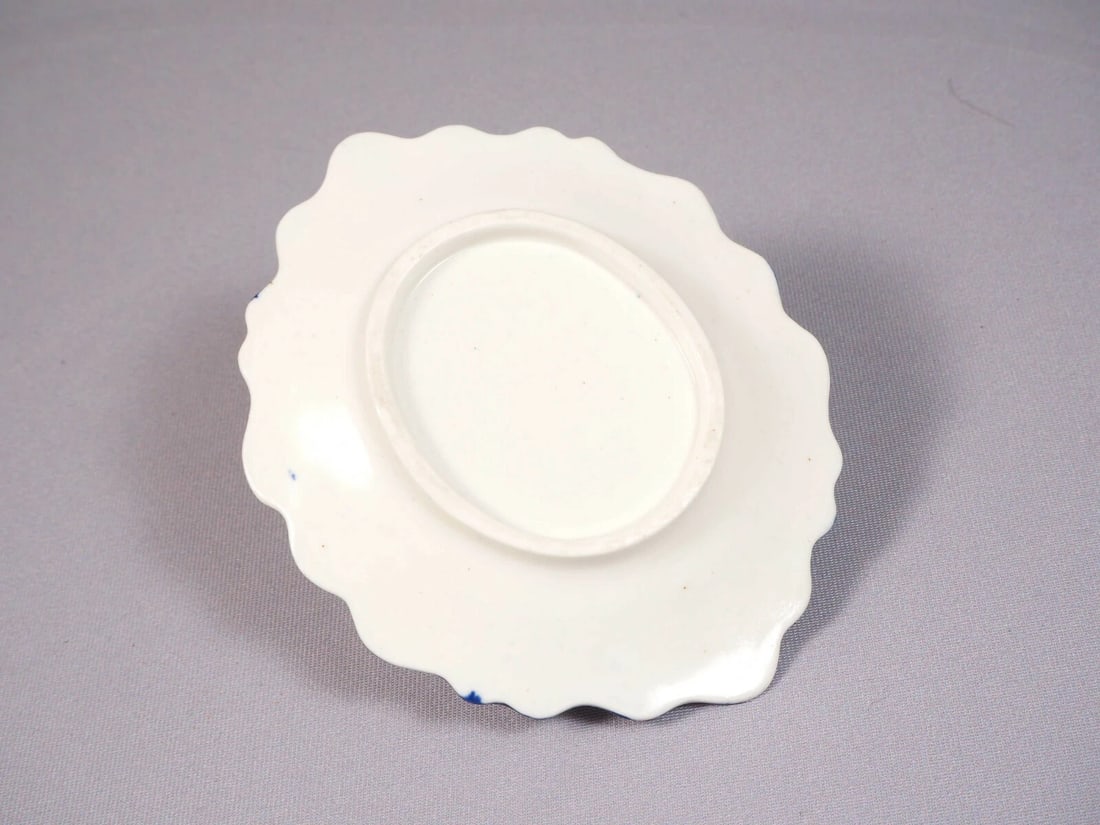 2 Antique Porcelain Cobalt Basket Tray Candy Nut Dish Set Handles Certified 1841 - 7