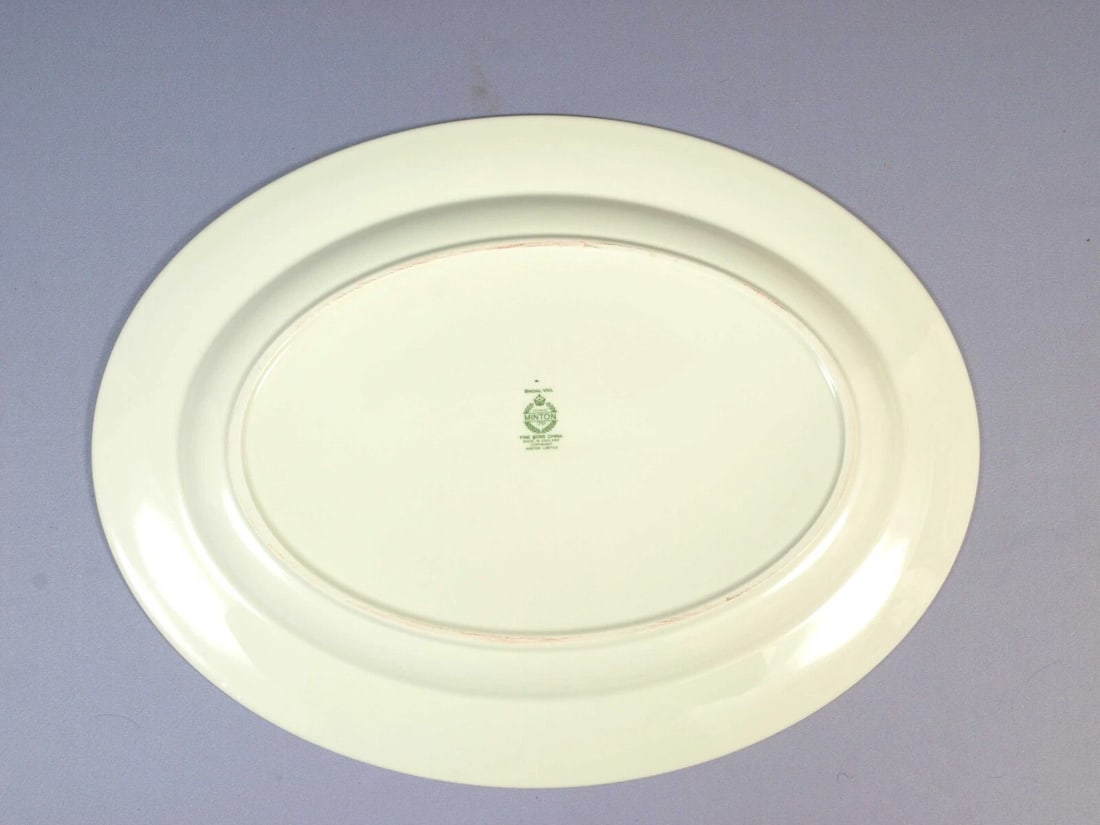 Minton BRIDAL VEIL Silver Platinum LARGE Oval Serving Platter EXCELLENT England - 3