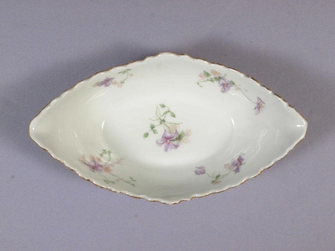 Limoges CHField Haviland GDA France Tray Platter Nut Dish Purple Flowers - 2