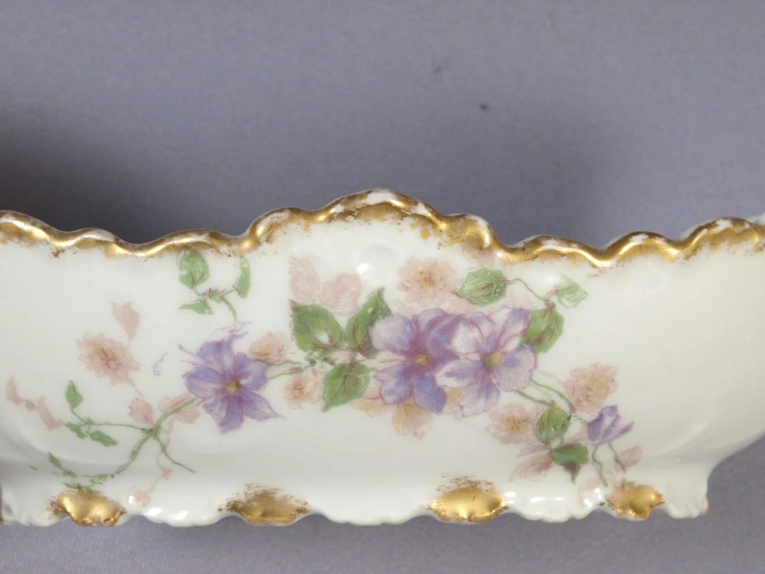 Limoges CHField Haviland GDA France Tray Platter Nut Dish Purple Flowers - 3