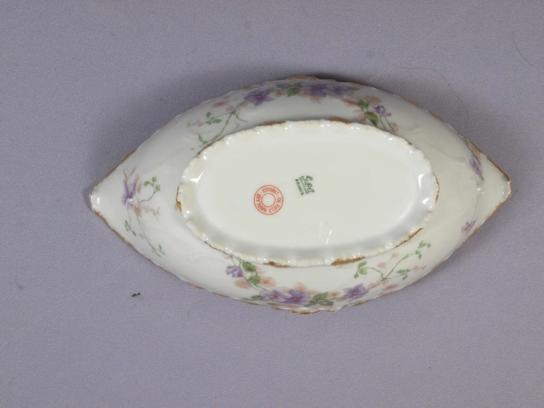 Limoges CHField Haviland GDA France Tray Platter Nut Dish Purple Flowers - 4