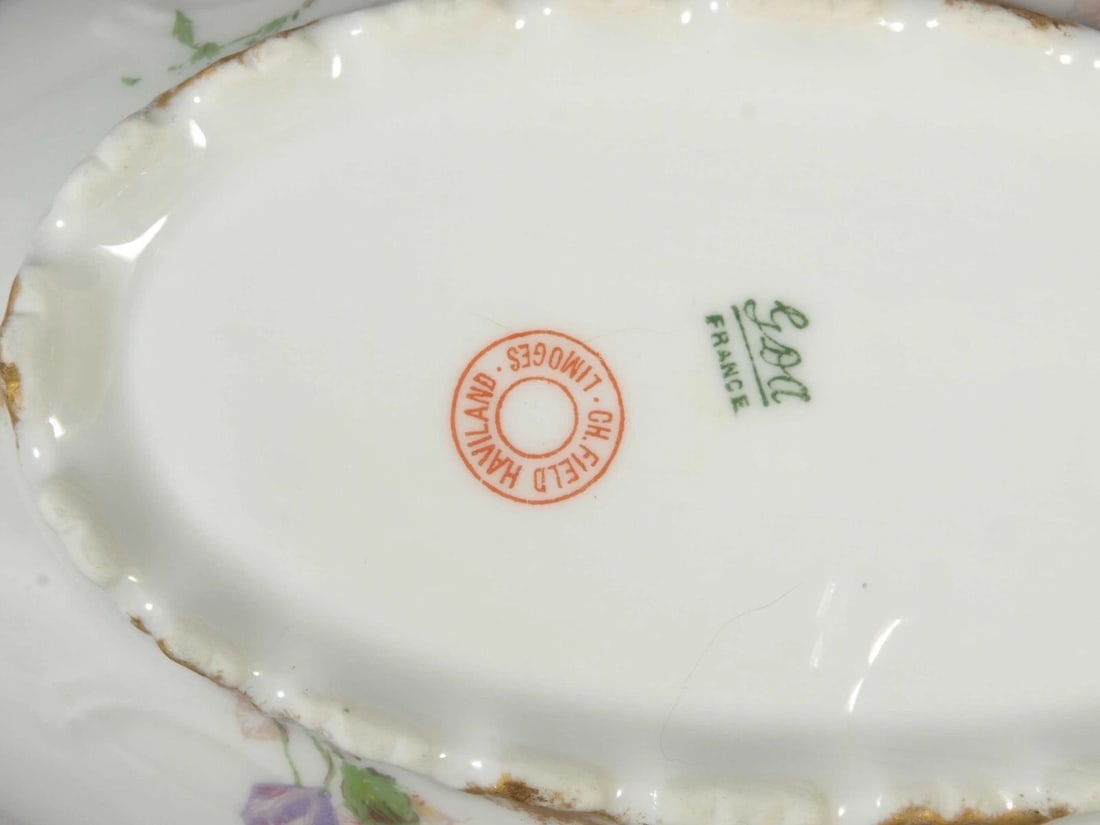 Limoges CHField Haviland GDA France Tray Platter Nut Dish Purple Flowers - 5