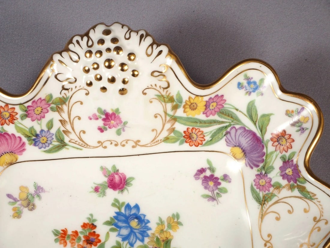 HAMMERSLEY DRESDEN SPRAYS Snack Dessert Tray Dish Flowers Gold Bone China - 2