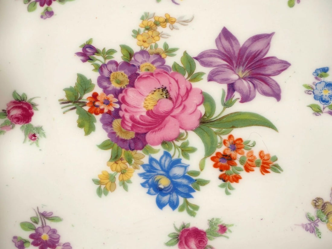 HAMMERSLEY DRESDEN SPRAYS Snack Dessert Tray Dish Flowers Gold Bone China - 3