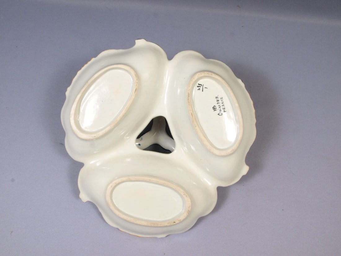 Vintage HENRIOT QUIMPER 3 part Divided Dish Girl France LARGE Faience France - 5