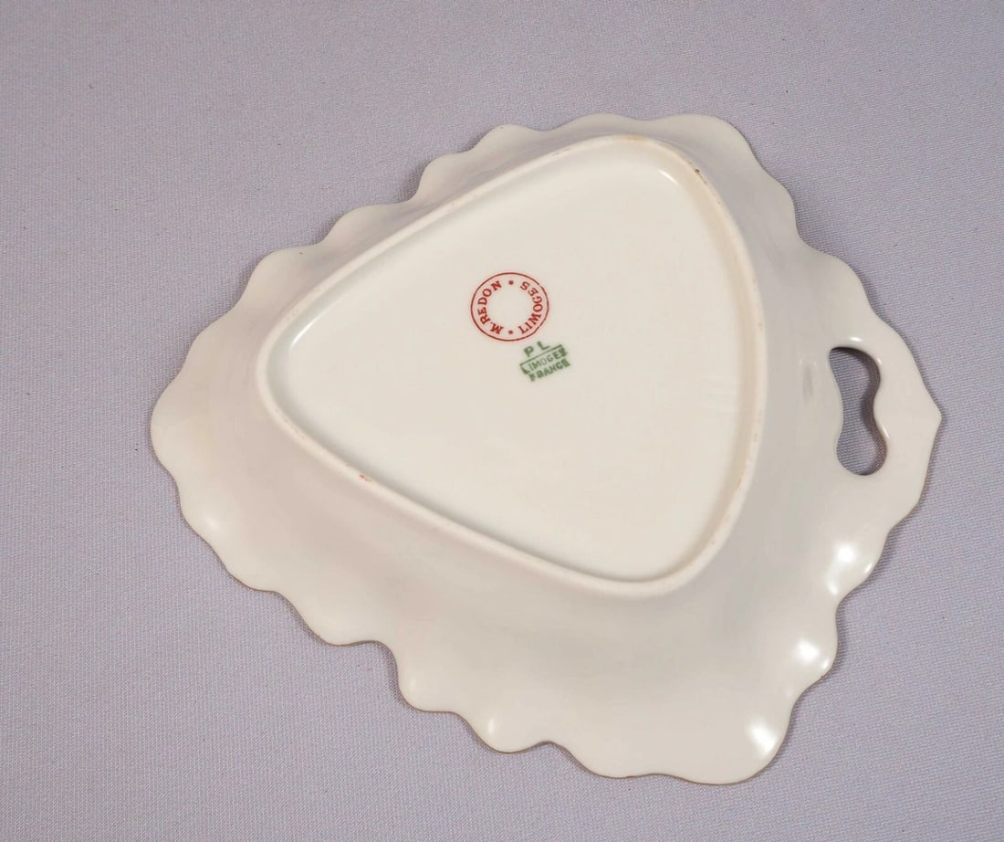 LIMOGES France PL Limoges M. Redon GOLD LEAF Nut Candy Snack Dish Tray Larger - 4