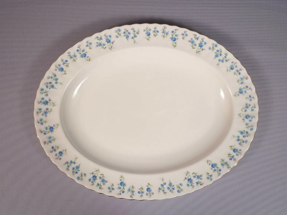 Royal Albert Memory Line Oval Meat Turkey Platter England Classy Blue - 2
