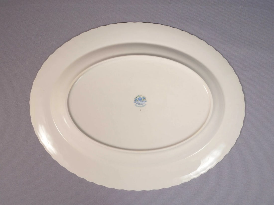 Royal Albert Memory Line Oval Meat Turkey Platter England Classy Blue - 3