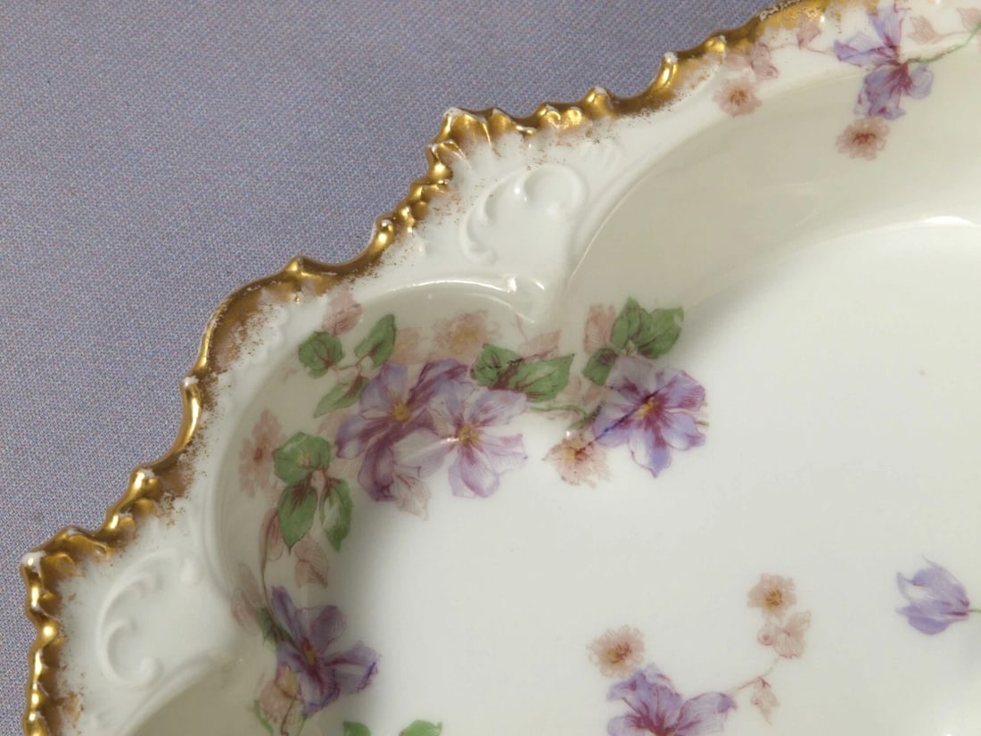 Limoges CHField Haviland GDA France TWO TRAYS Platter Dish Purple Flowers - 2