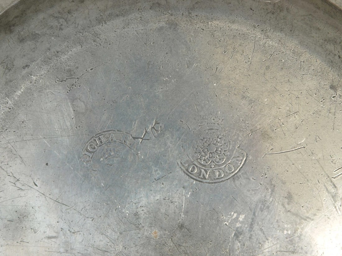 Antique c1790 Georgian Pewter Warming Dish by Richard Yates London - 4