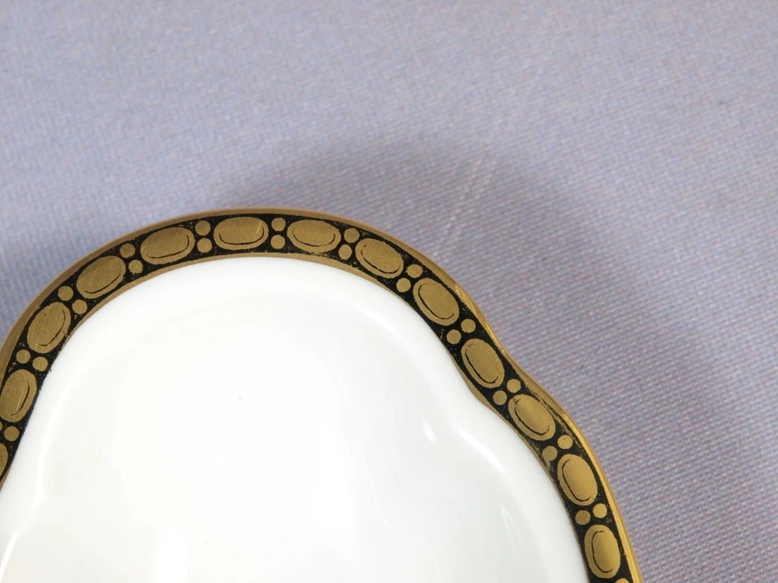 ROSENTHAL EMPIRE Split Divided Bonbon Nuts Dish Tray Gold Cobalt 1930s - 3