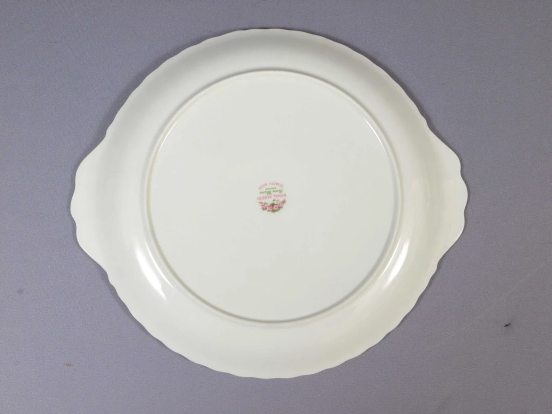 Royal Albert DIMITY Rose OHandled Round Cake Snack Dessert Tray Dish England - 3