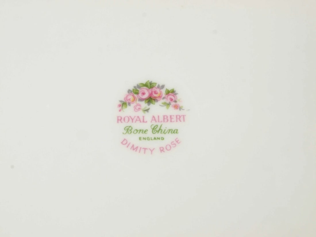 Royal Albert DIMITY Rose OHandled Round Cake Snack Dessert Tray Dish England - 4