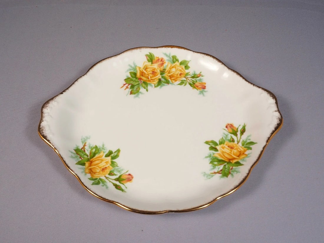 Royal Albert Yellow Tea Rose Bone China Cake Serving tray Platter England - 2