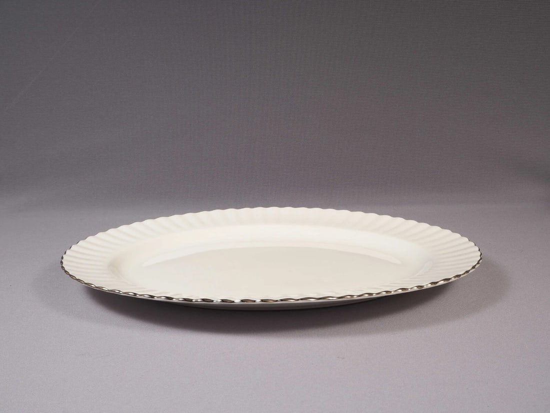 Royal Albert CHANTILLY OVAL Turkey Meat Serving Platter Silver Platinum 15" - 3