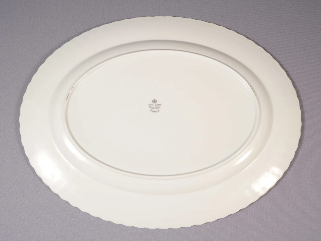 Royal Albert CHANTILLY OVAL Turkey Meat Serving Platter Silver Platinum 15" - 4