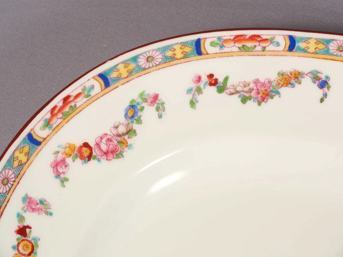 MINTON ROSE ANTIQUE Old Meat Turkey Serving Platter LARGE A4807 England 14 3/4": This is a rare and gorgeous Large Serving Platter, from the older version of famous Minton rose pattern. This is very rare piece and very hard to find. The platter is properly marked with Minton globe