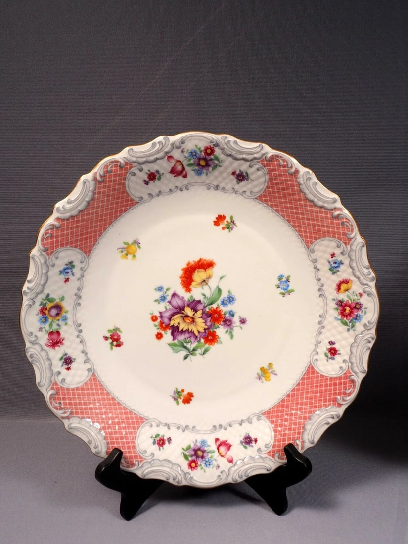 Vintage Schumann Bavaria Floral Chop / Serving Platters Flowers SCH503 Cabinet - 2