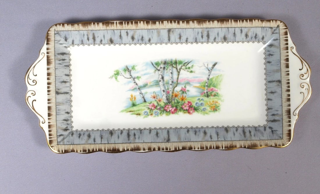 Royal Albert Silver Birch Sandwich Dessert Cake Snack Tray Dish Platter Vintage (1 of 5)