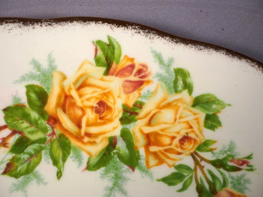 Royal Albert Yellow Tea Rose Bone China Oval Serving Platter England - 2