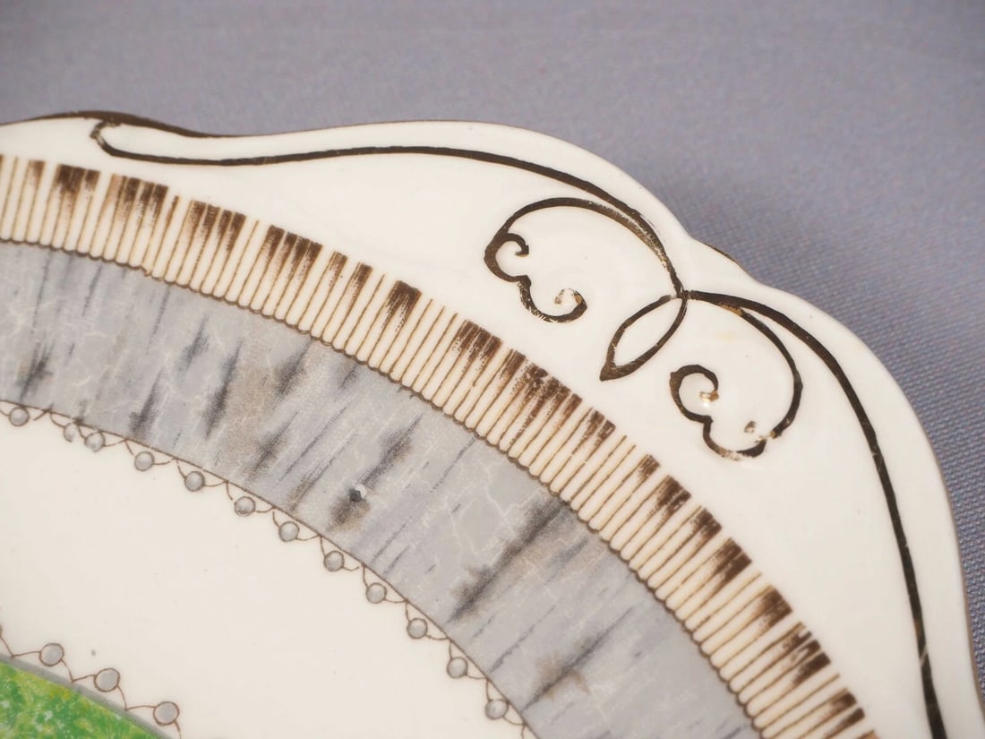 Royal Albert Silver Birch Bone China Handled Round Cake Snack Dessert Tray Dish - 3