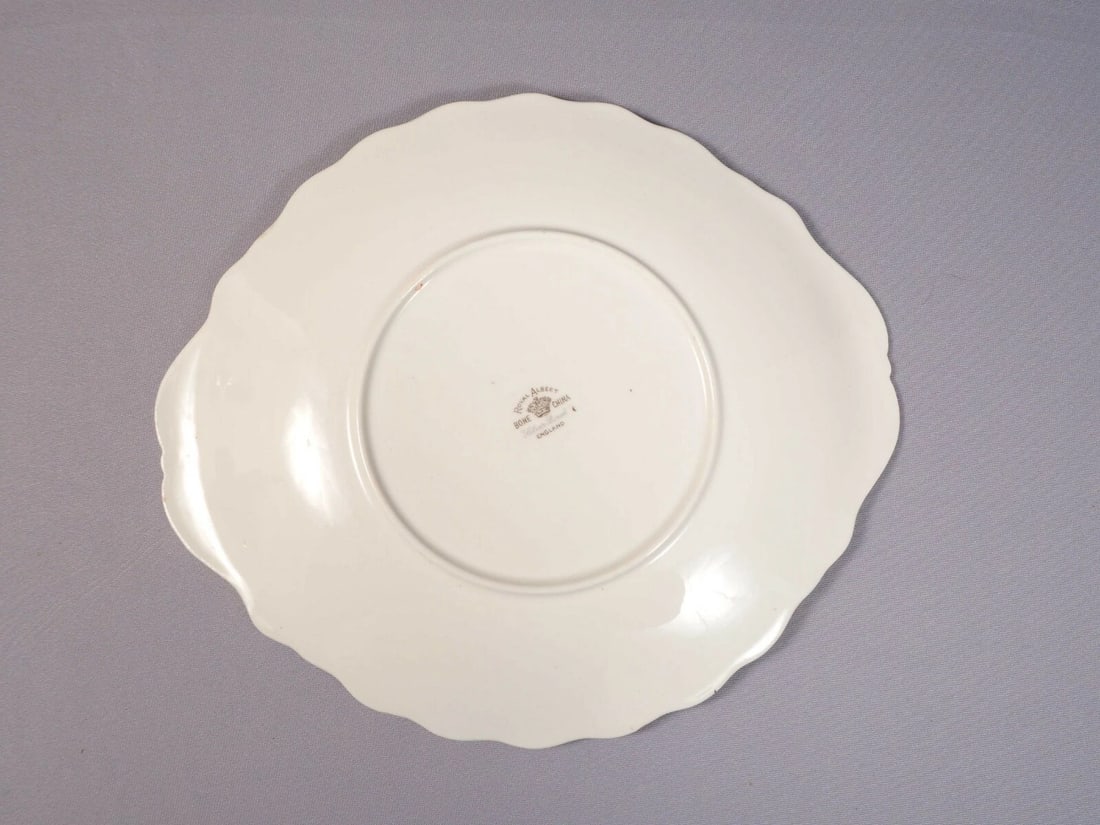 Royal Albert Silver Birch Bone China Handled Round Cake Snack Dessert Tray Dish - 4