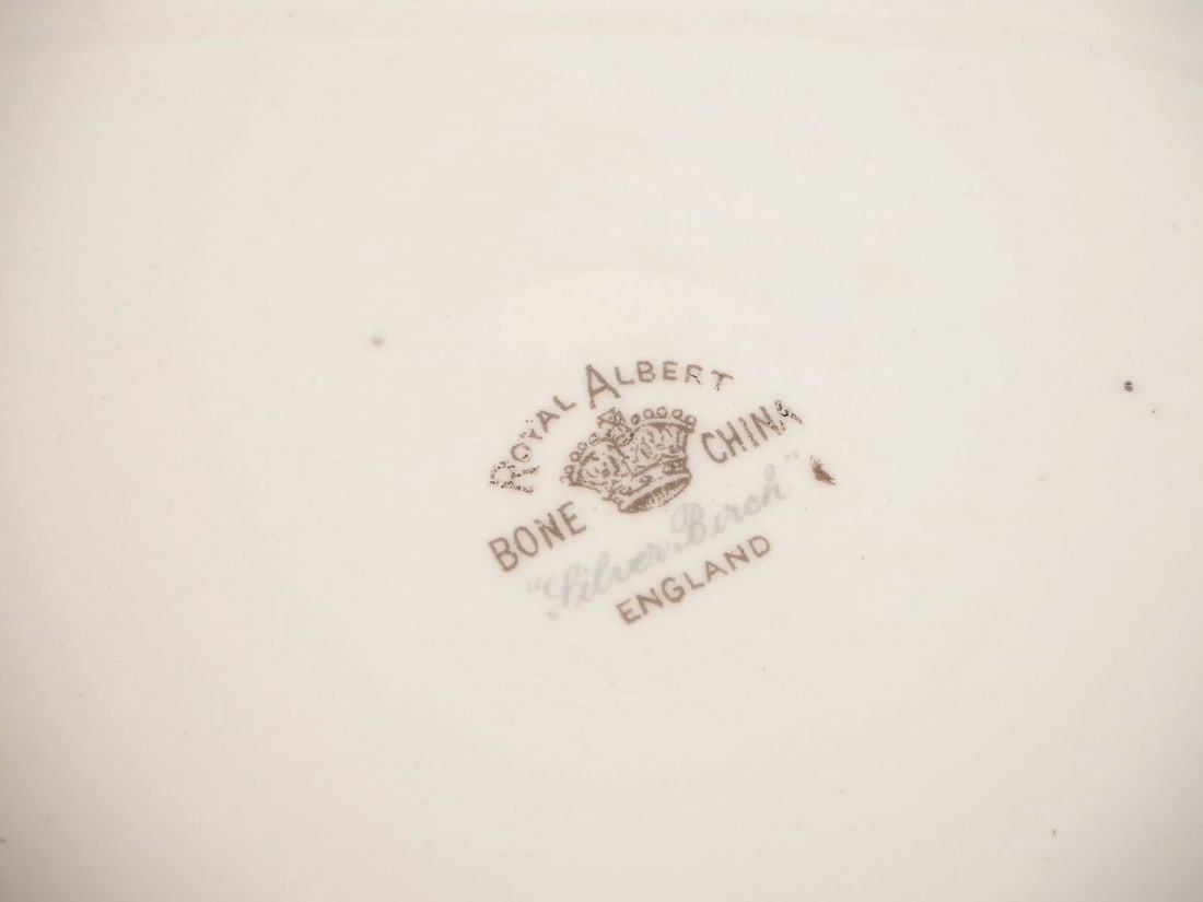 Royal Albert Silver Birch Bone China Handled Round Cake Snack Dessert Tray Dish - 5