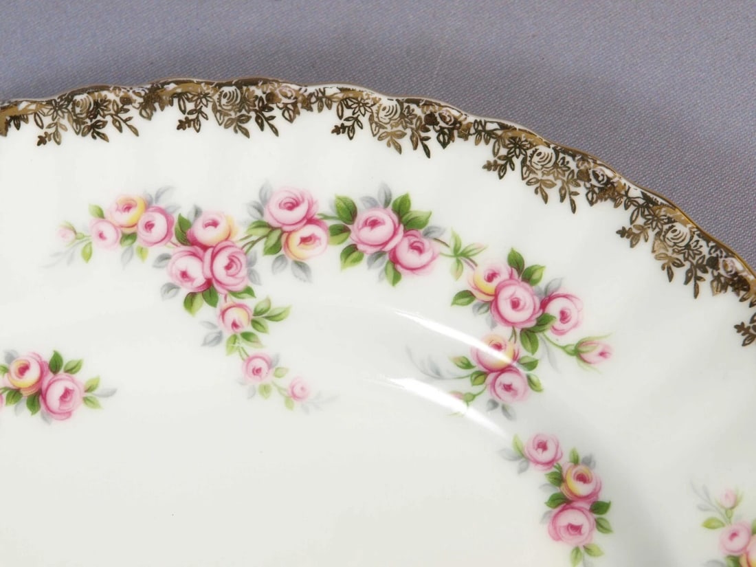 Royal Albert DIMITY Rose Oval ServingMeat Turkey Platter England Vintage - 2