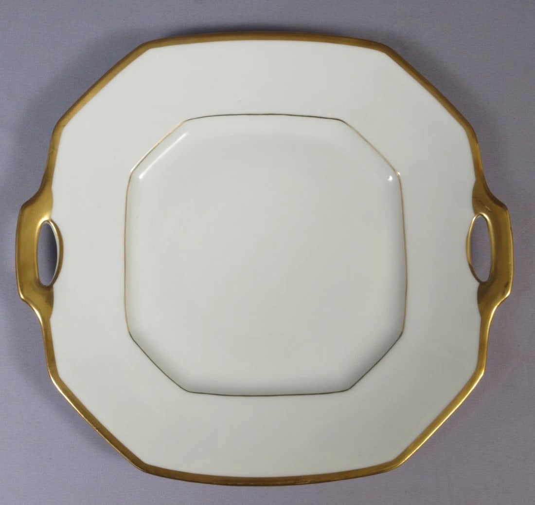 Limoges L. BERNARDAUD B&C Cake Tray Platter Dish Gold France Antique: This is a gorgeous Cake Tray/Dish. The Dish was made in France LIMOGES by L. BERNARDAUD B&C. It is in very classy and features gold rim. The dish is 11" by 10 1/8". It is in very good used antique con