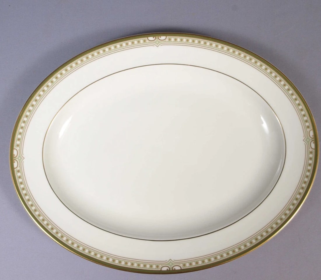 ROYAL DOULTON Lichfield Oval Serving Platter England H5264 Gold Green (1 of 4)