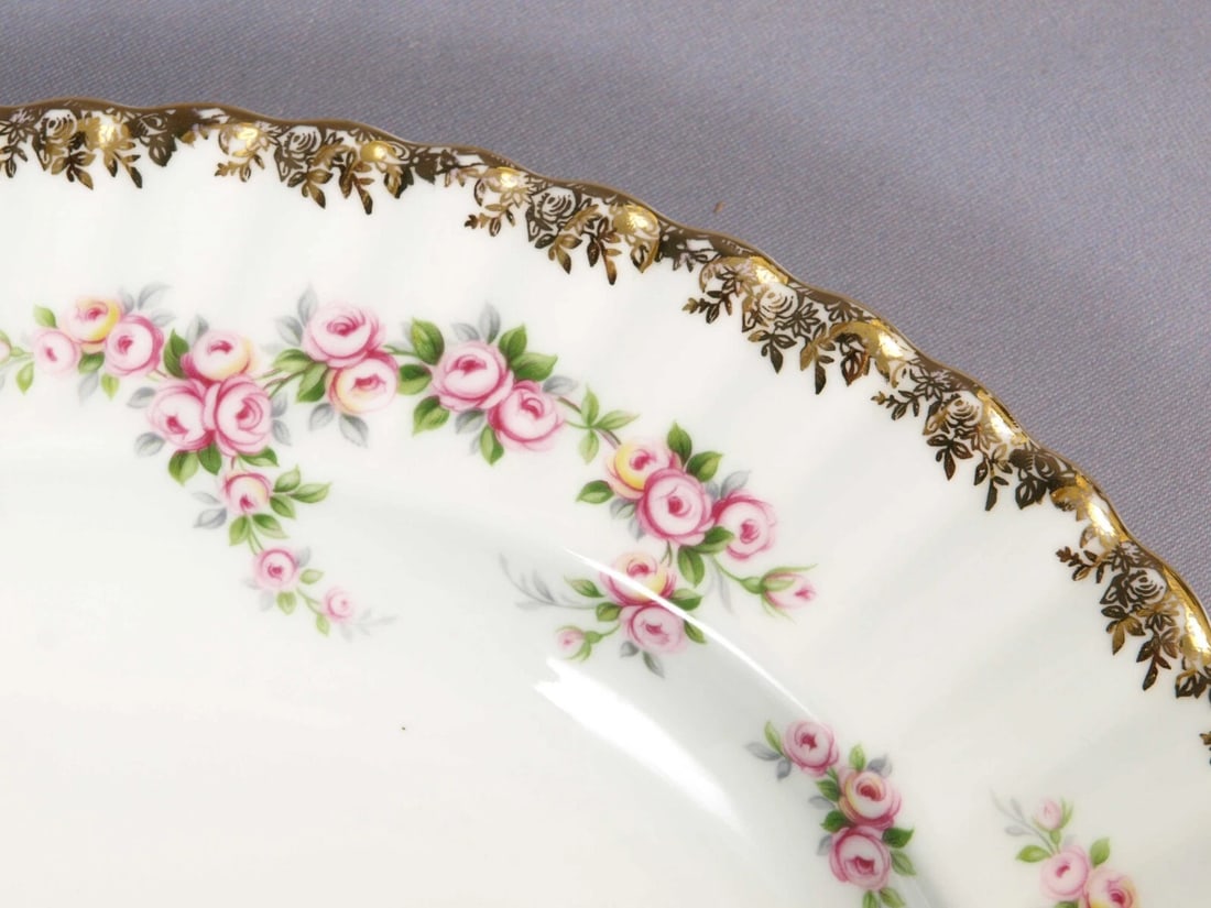 Royal Albert DIMITY Rose Vintage England Oval Serving Platter: This is a rare and absolutely stunning Large Oval Serving Platter. It is from the Dimity Rose pattern by Royal Albert - Made in England. The platter is properly marked with Royal Albert back stamp. Th