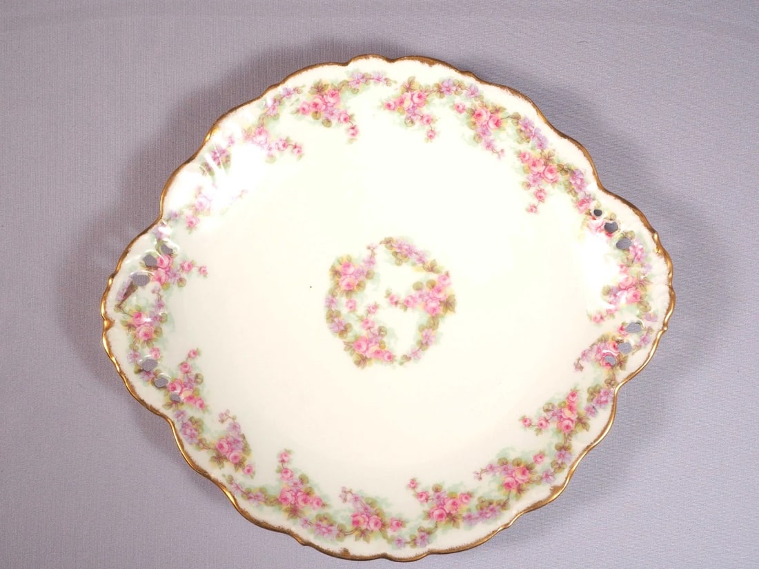 Limoges France BRIDAL WREATH Rose Bawo Dotter Elite Cake Snack Dessert Tray Dish: This is a beautiful Cake Serving TRAY/Platter. It is made in Limoges, France by Elite Works Bawo and Dotter. The pattern is Bridal Wreath, sometimes called Bridal Rose. Pieces of this pattern were