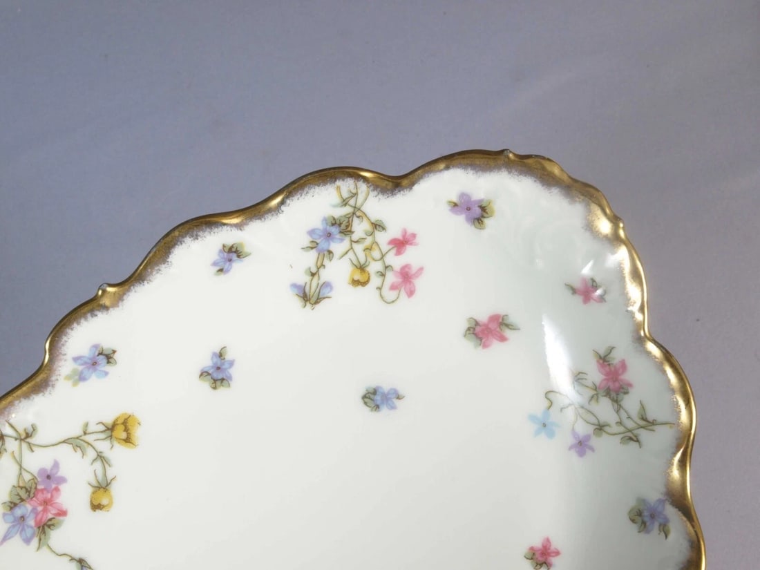 Limoges France A. Lanternier Oval Serving Platter Vintage French: This is a gorgeous Oval Serving Platter. It was made in Limoges, France by A. Lanternier. The pattern is with blue and pink flowers. The platter is beautiful. It will make a wonderful gift or will be 