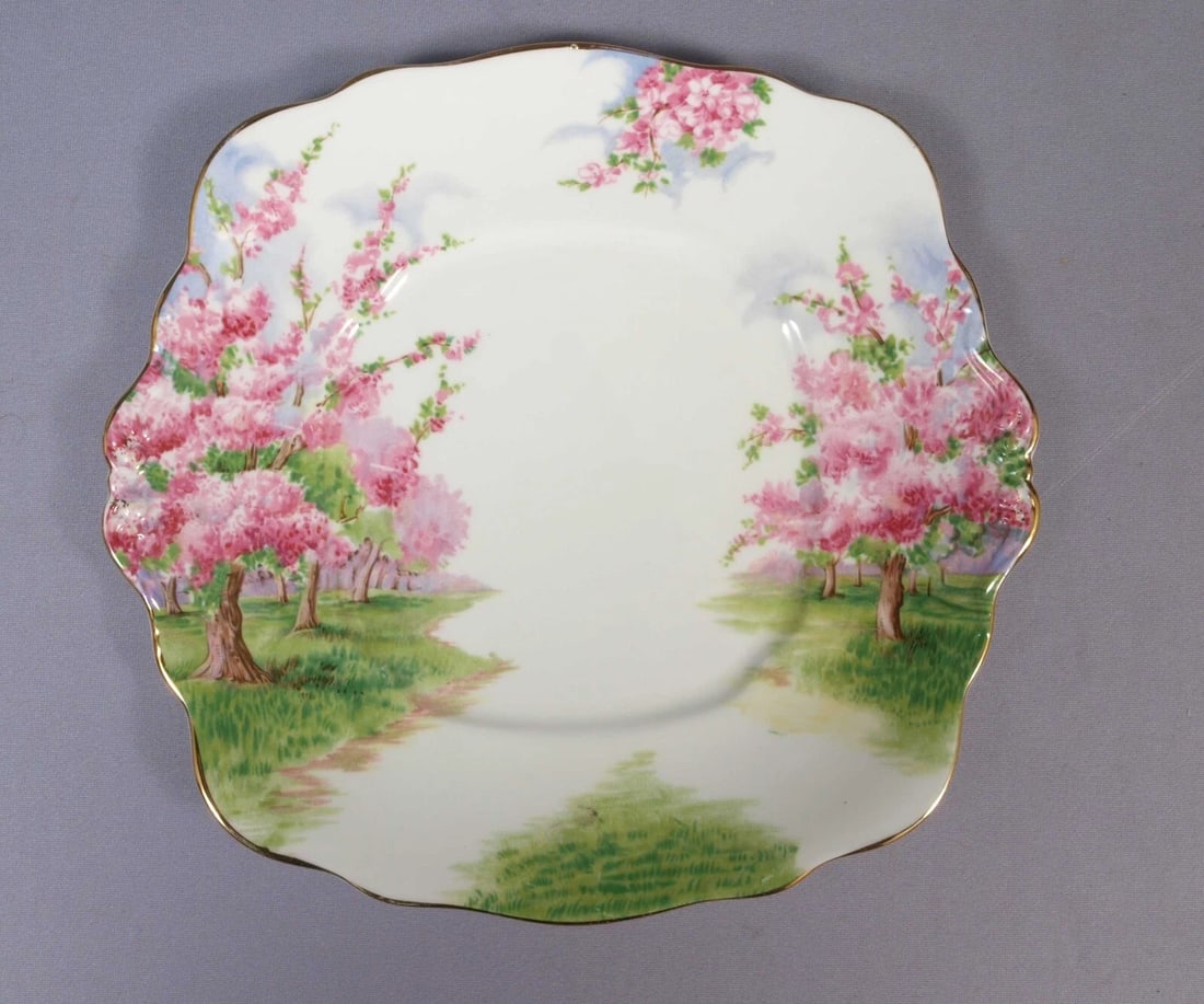 Royal Albert Blossom Time Dessert Cake Snack Tray Dish Platter England: This is a beautiful Dessert/Snack Serving Tray/Platter from the famous Blossom time Collection. The tray is made by Royal Albert in England. It is properly marked with Royal Albert back stamp. It is m