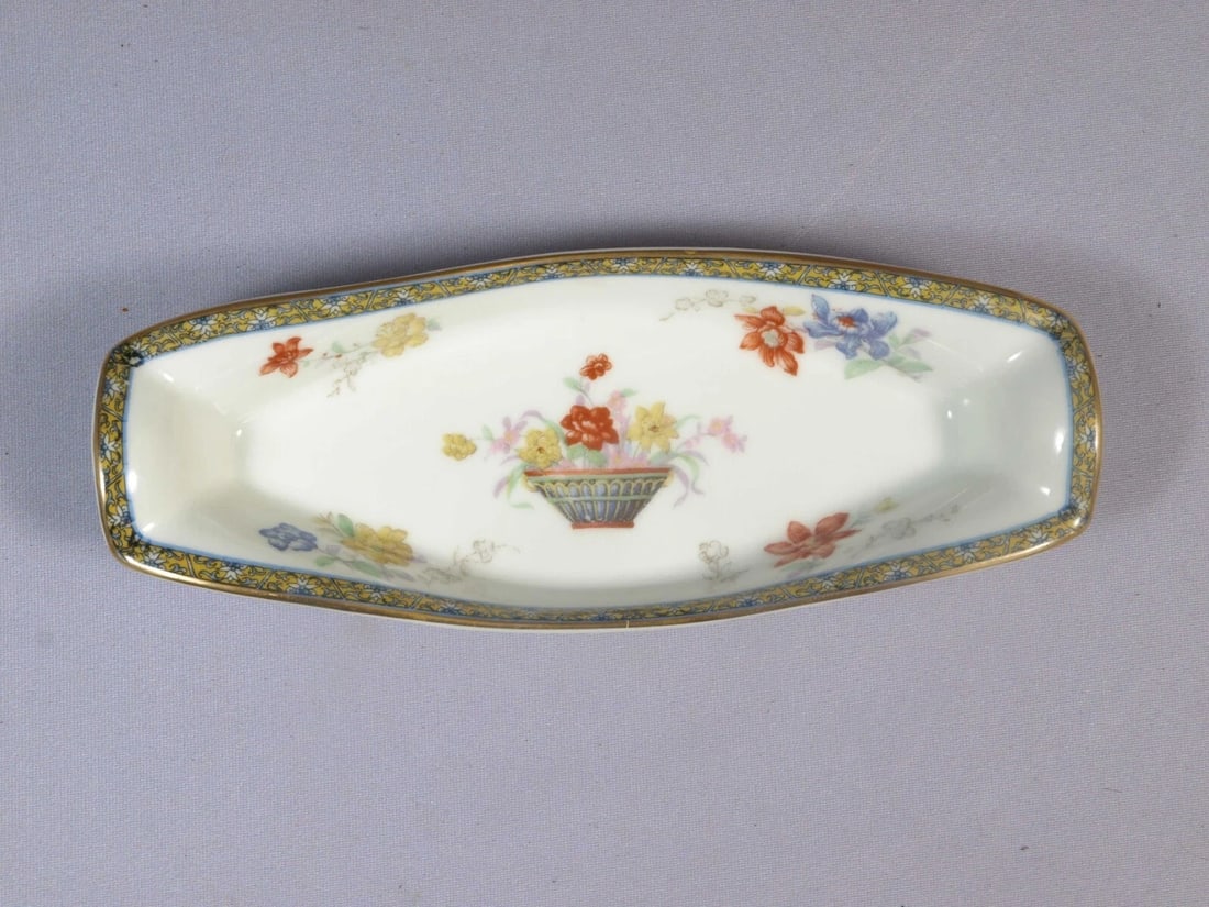 Limoges France GANGA HAVILAND Long Snack Serving Tray Platter Dish Small: This is a gorgeous Serving Tray/Dish, made in Limoges, France by Theodore Haviland . Pieces of this pattern were made between the 1880's and the early 1900's in Limoges, France. The tray is 9" by 3 1/