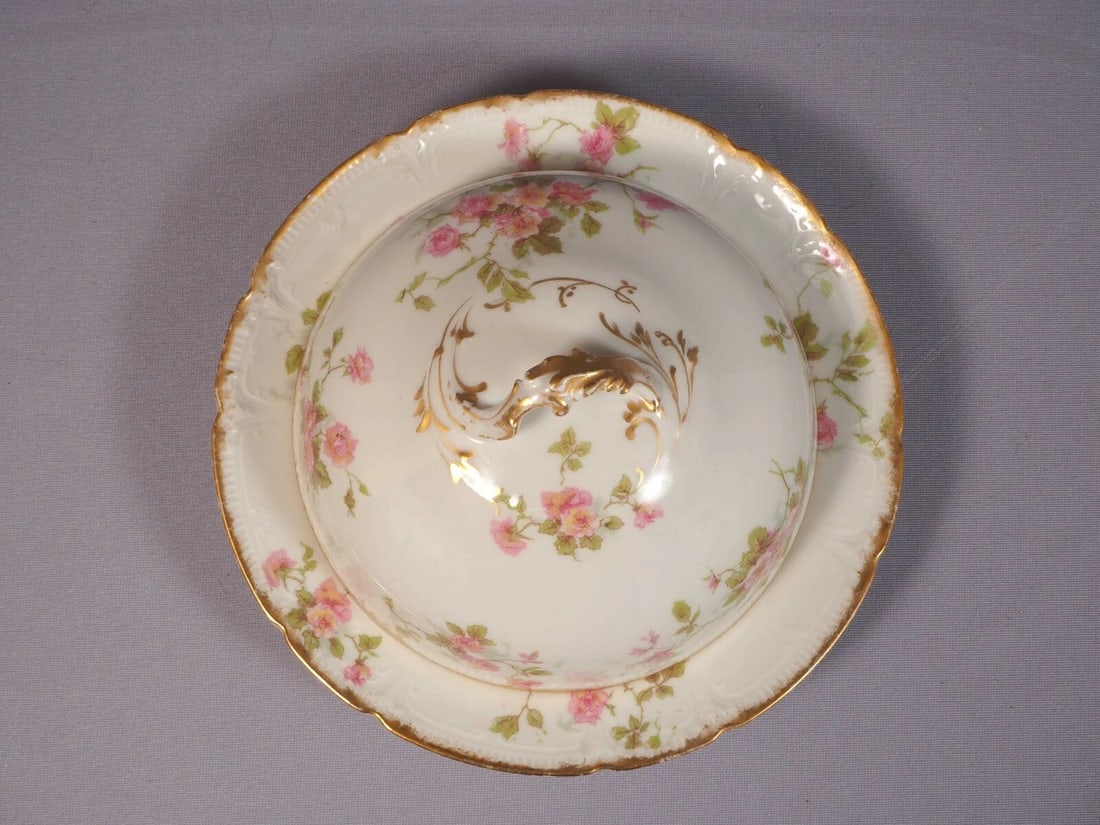 Limoges France Pink CHField Haviland 3 Piece Butter Dish Dome CHF774 - 4