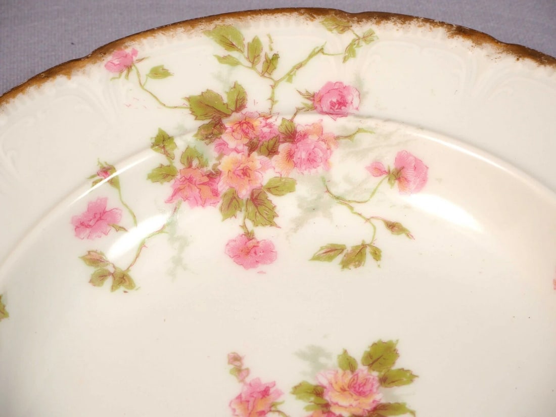 Limoges France Pink CHField Haviland 3 Piece Butter Dish Dome CHF774 - 5
