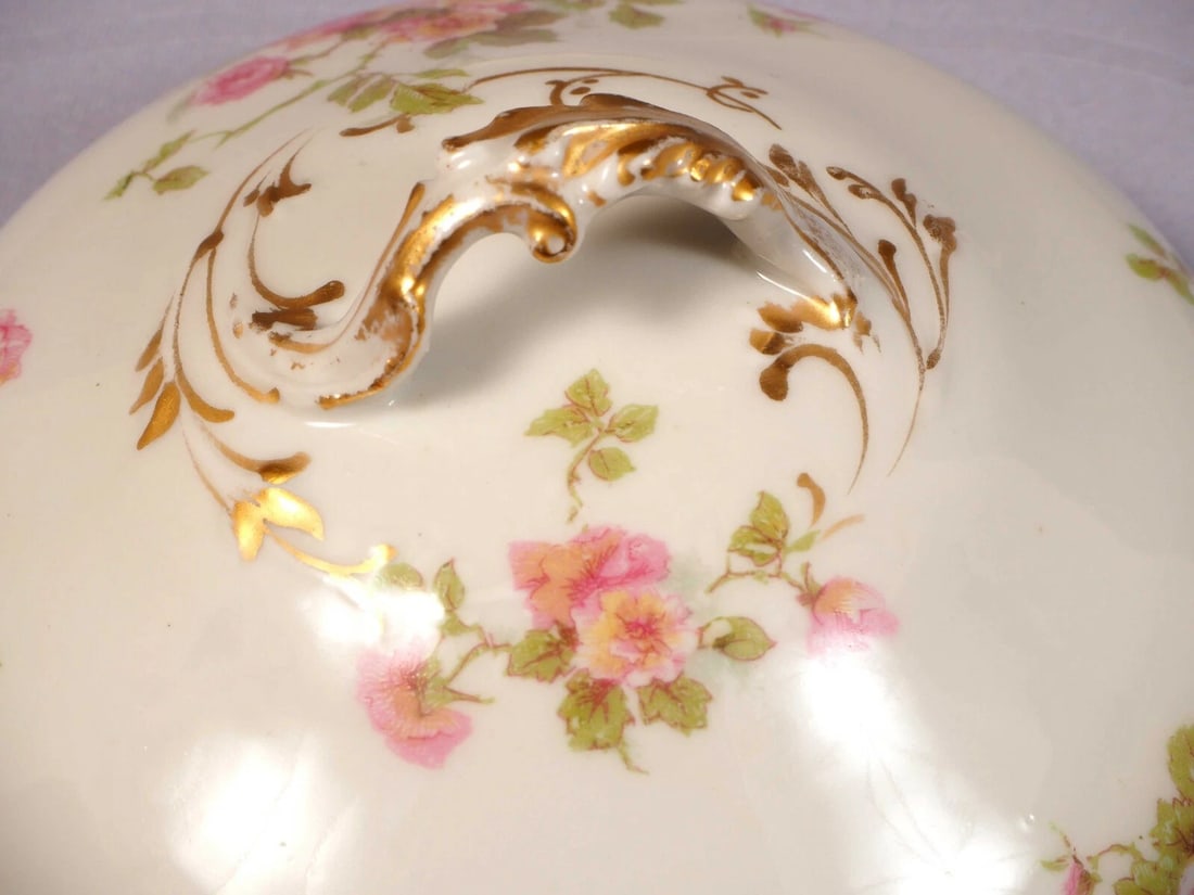 Limoges France Pink CHField Haviland 3 Piece Butter Dish Dome CHF774 - 6