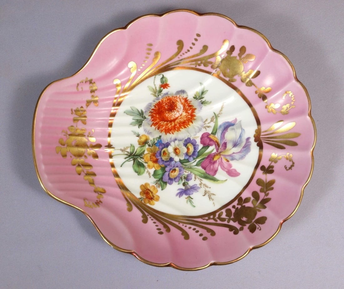 Limoges France Pink Cake Sandwich Tray Platter Dish Shell Shaped - 2