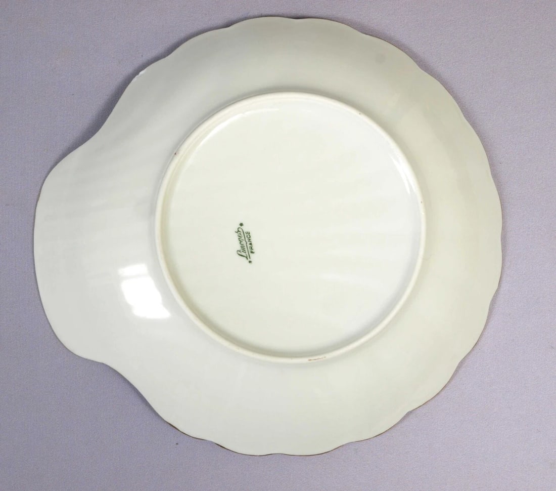 Limoges France Pink Cake Sandwich Tray Platter Dish Shell Shaped - 4