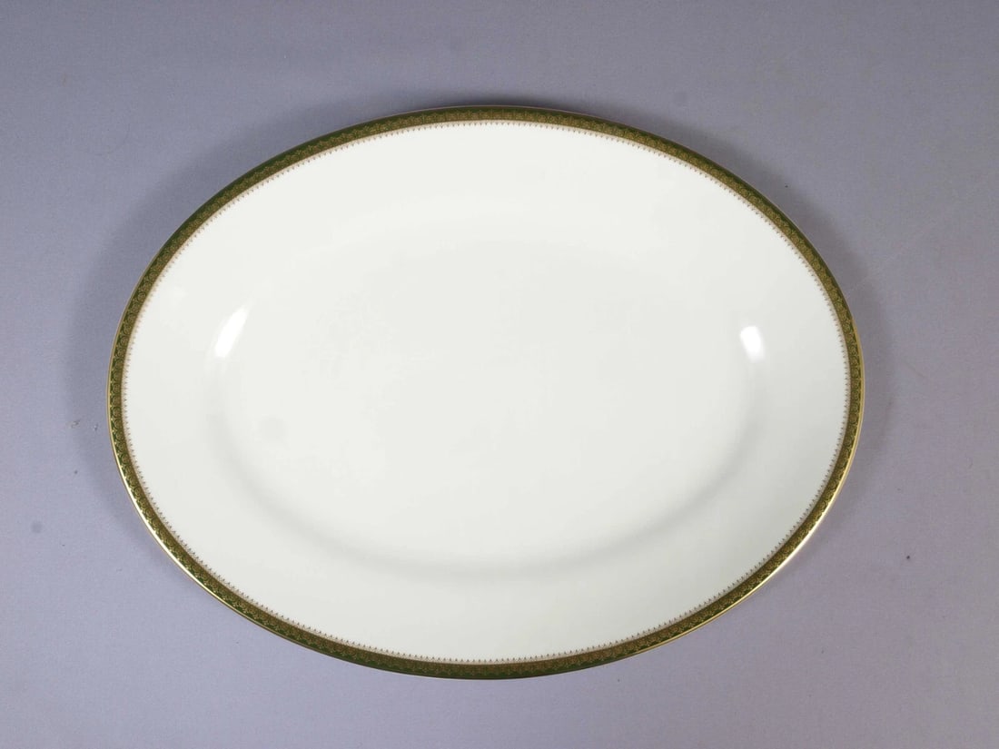 Wedgwood Chester Oval Serving Meat Platter England Green Gold R4446 (1 of 4)