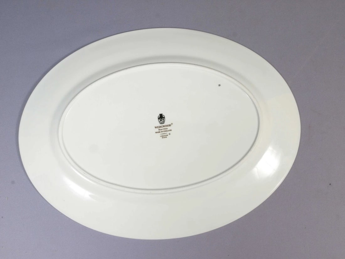 Wedgwood Chester Oval Serving Meat Platter England Green Gold R4446 - 3
