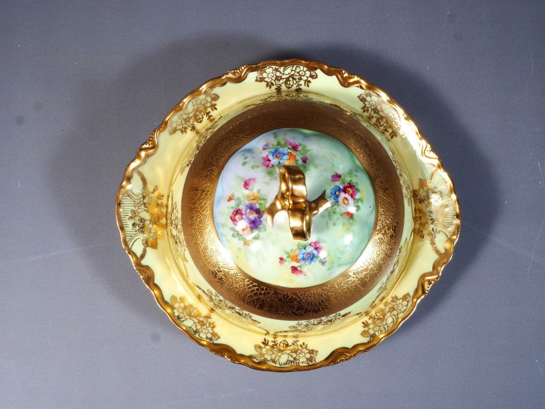 Krautheim Selb Bavaria Encrusted Butter Cheese Dish Domed Lid RARE SHAPE - 3