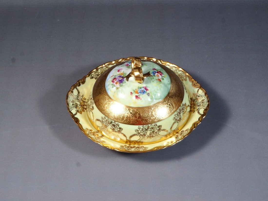 Krautheim Selb Bavaria Encrusted Butter Cheese Dish Domed Lid RARE SHAPE - 4