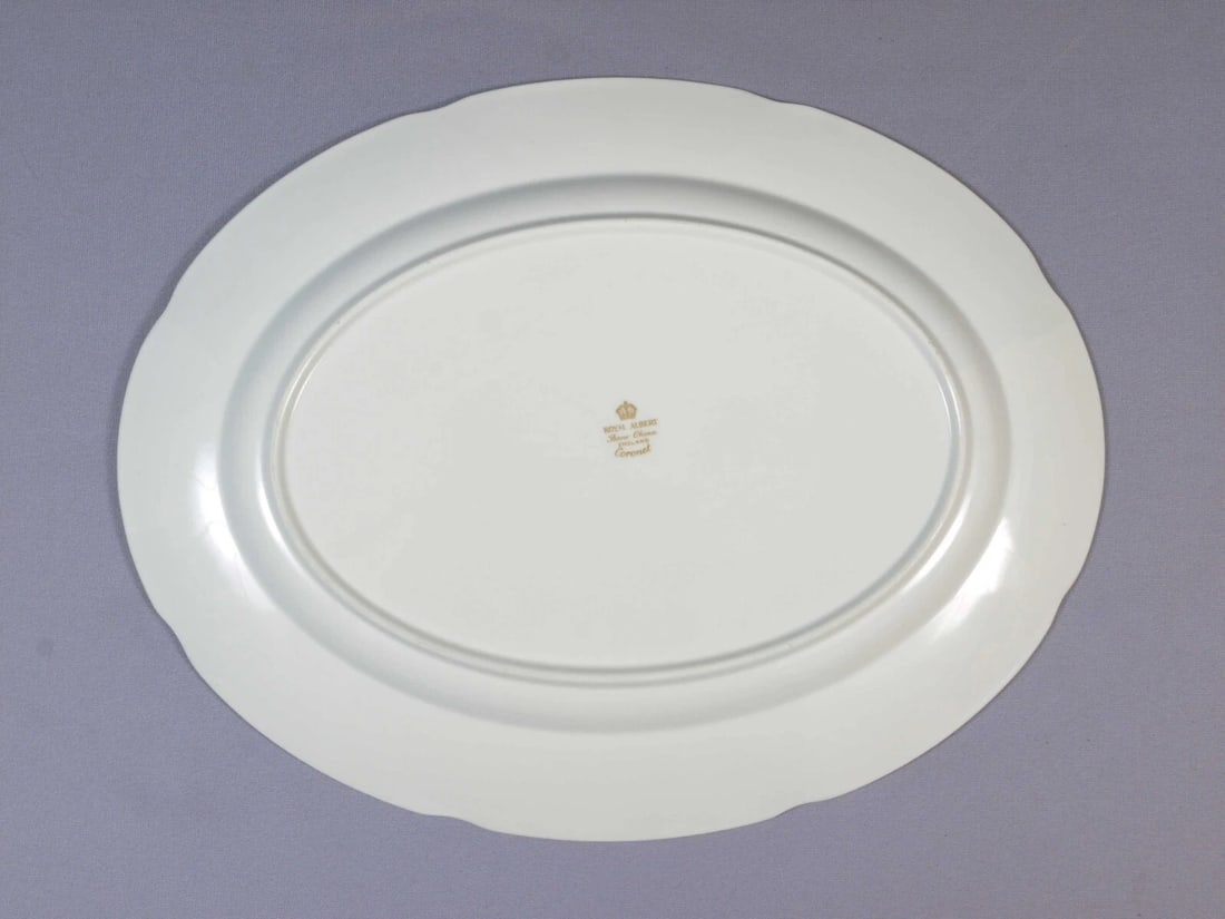 Royal Albert CORONET Oval Serving Platter Gold white England - 3