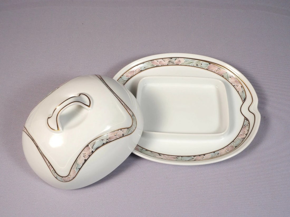 Super Rare Kaiser Tivoli Domino West Germany Oval Butter Dish Dome Underplate - 2