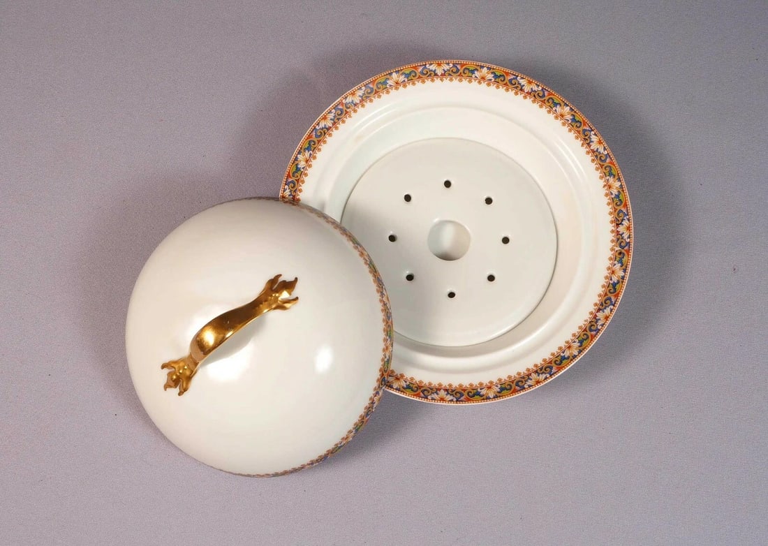 Limoges T&V Tressemann & Vogt France Pink 3 Piece Butter Dish Dome - 2