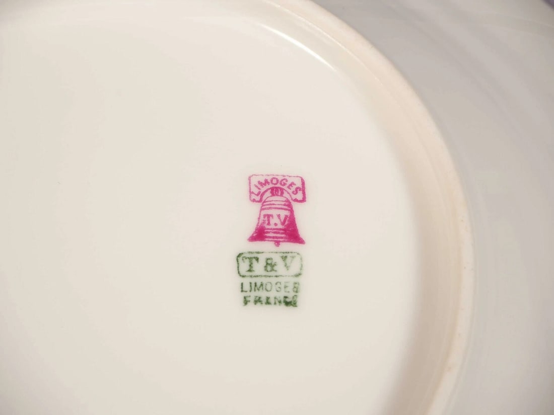 Limoges T&V Tressemann & Vogt France Pink 3 Piece Butter Dish Dome - 6
