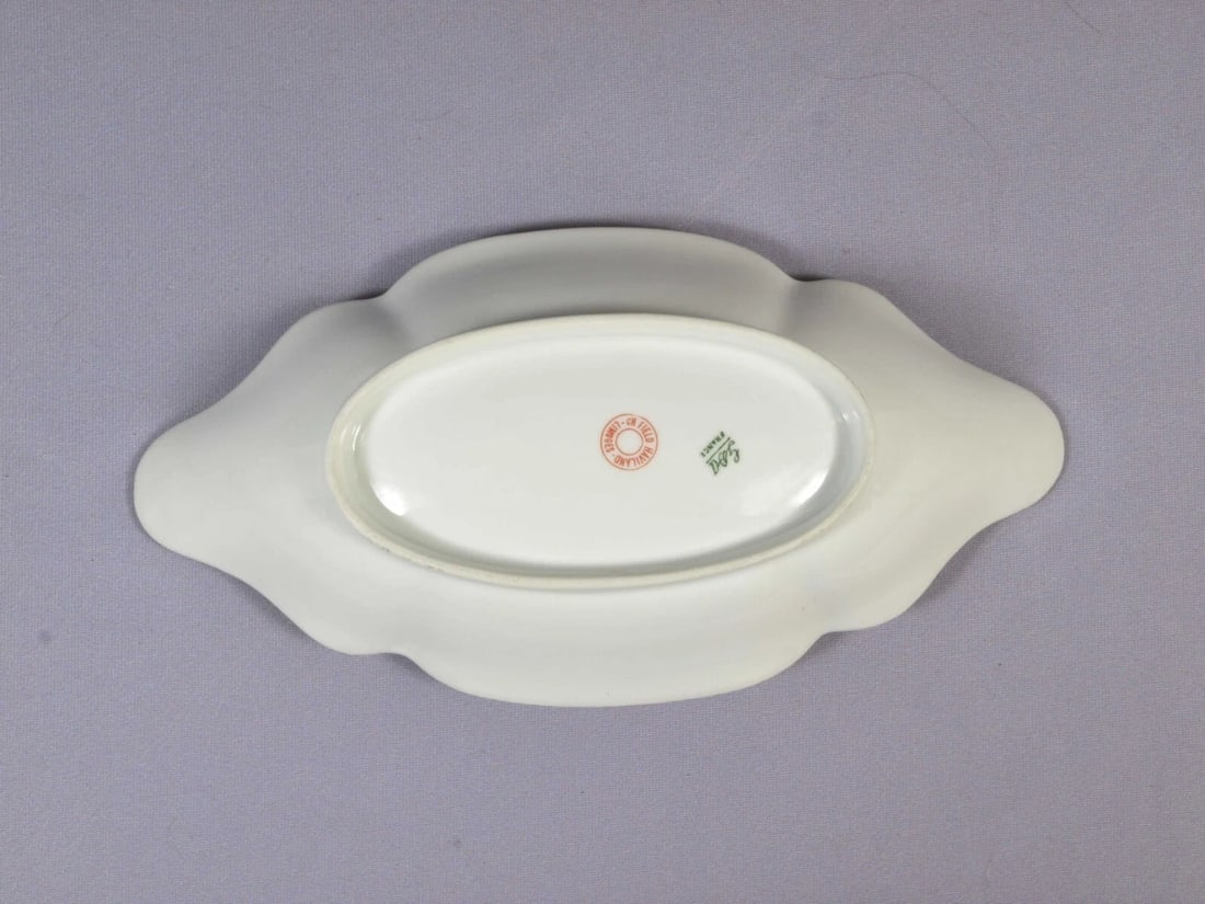 Limoges CHField Haviland GDA France Oval Tray Platter Nut Dish Purple Flowers - 3